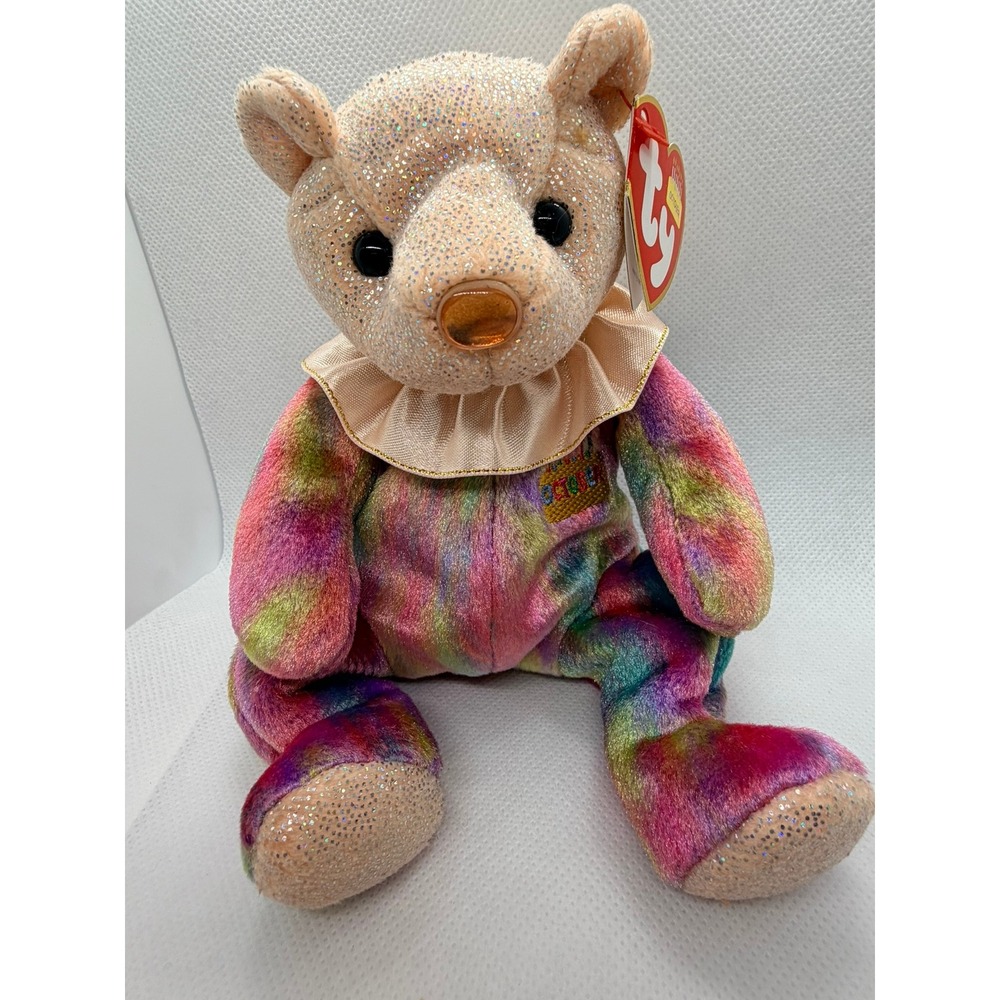 Ty Beanie Babies October Birthday Bear 1st Gen Opal Birthstone Tie Dye Plush '01